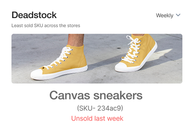 Deadstock canvas sneakers dashboard card